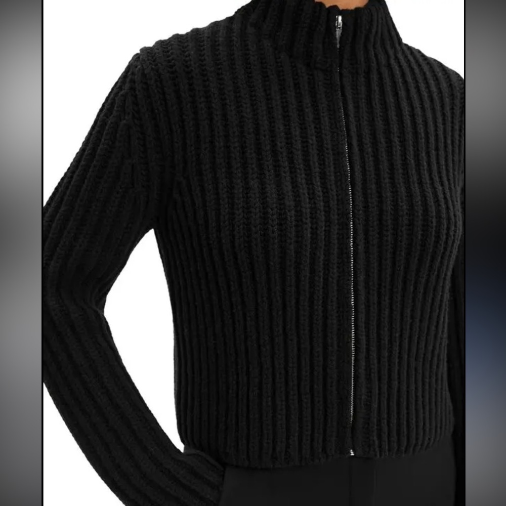 THEORY Wool Cashmere Zip-Up Cardigan - Picture 8 of 9